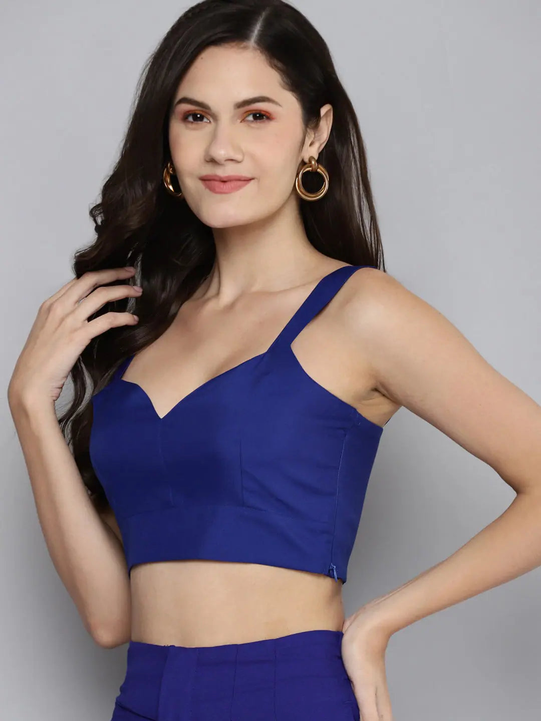 Royal Blue Strappy Crop Top - Women's Party Wear