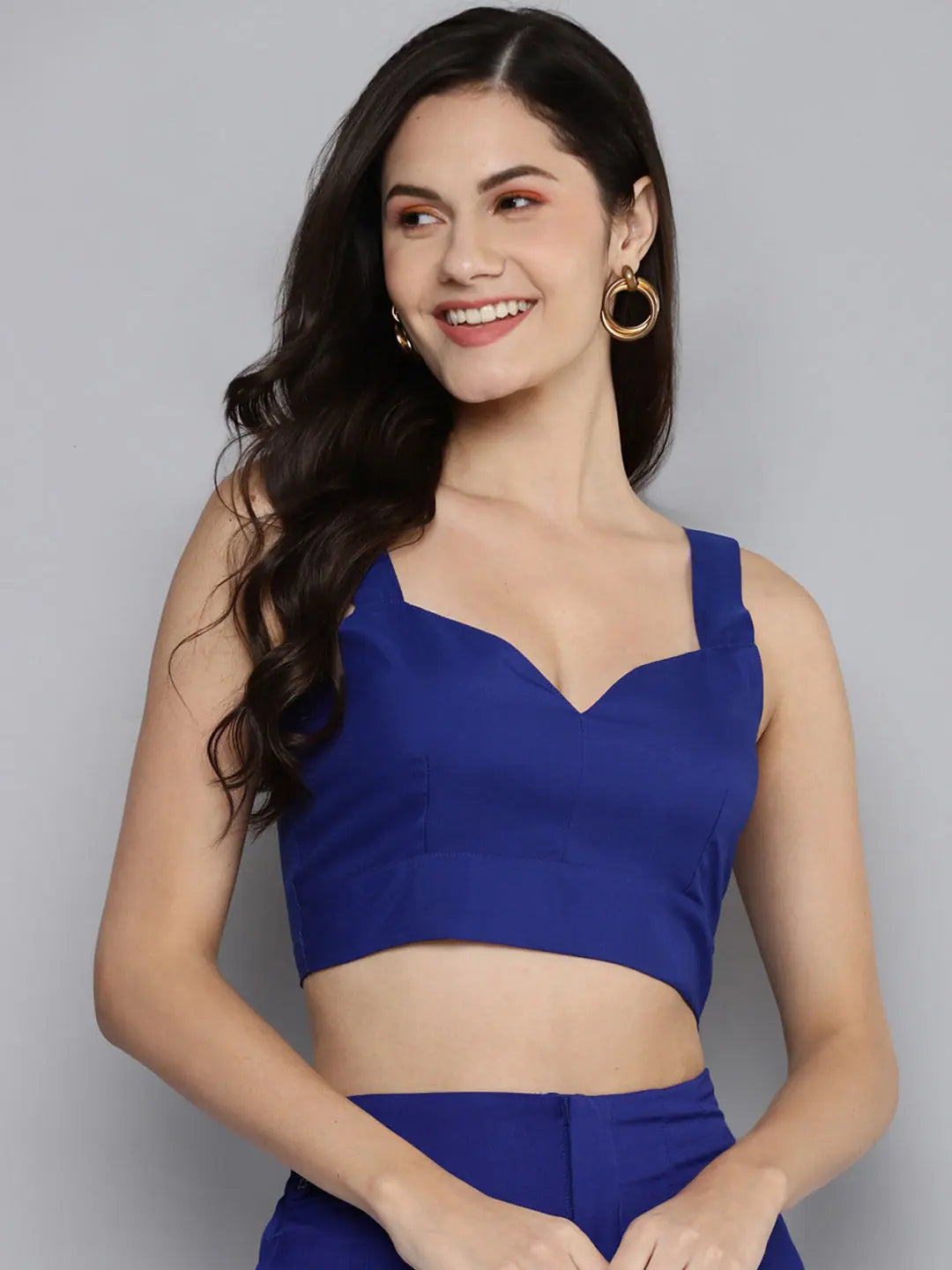 Royal Blue Strappy Crop Top - Women's Party Wear