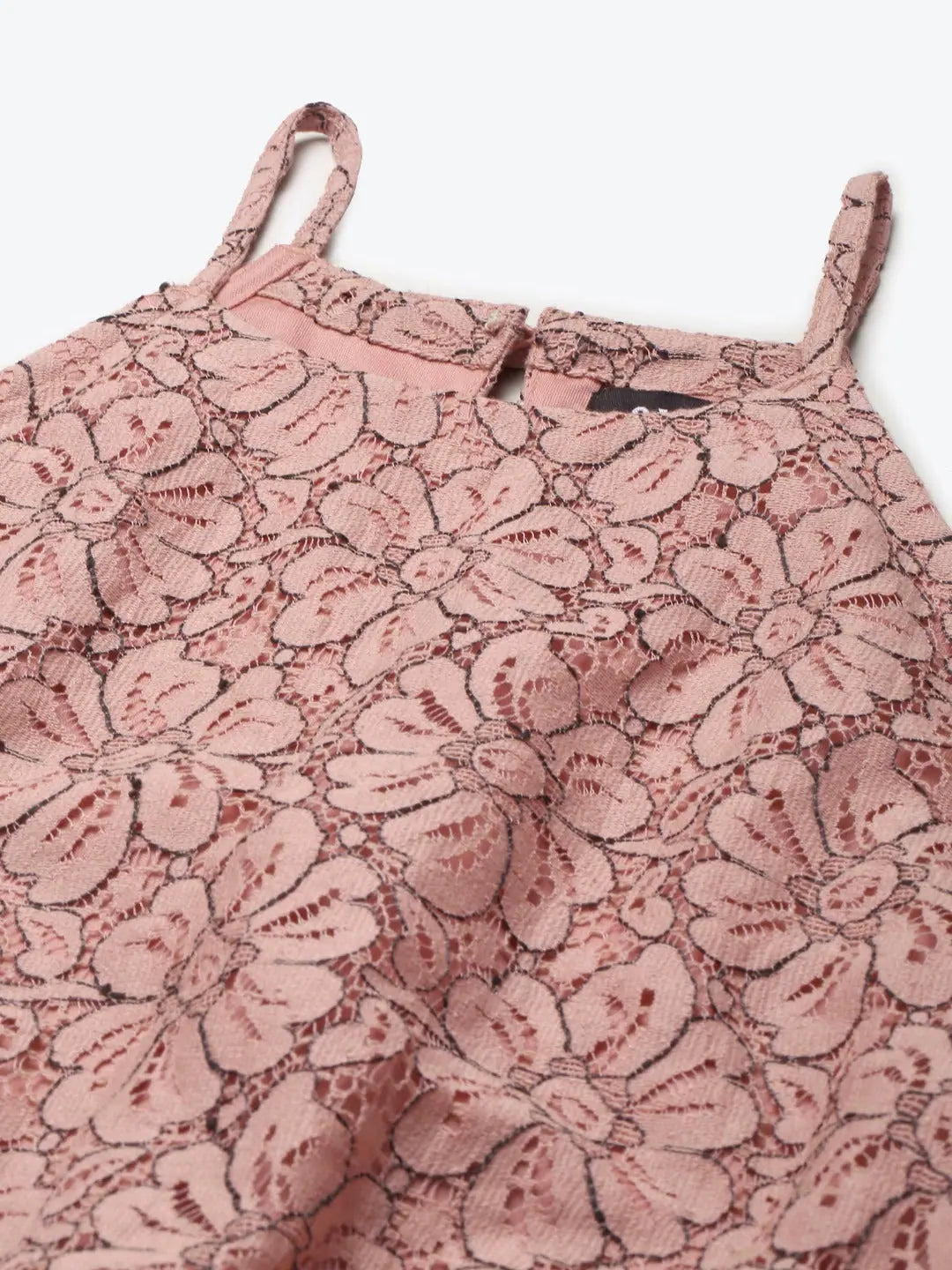 Dusty Pink Lace Halter Crop Top - Women's Designer Fashion