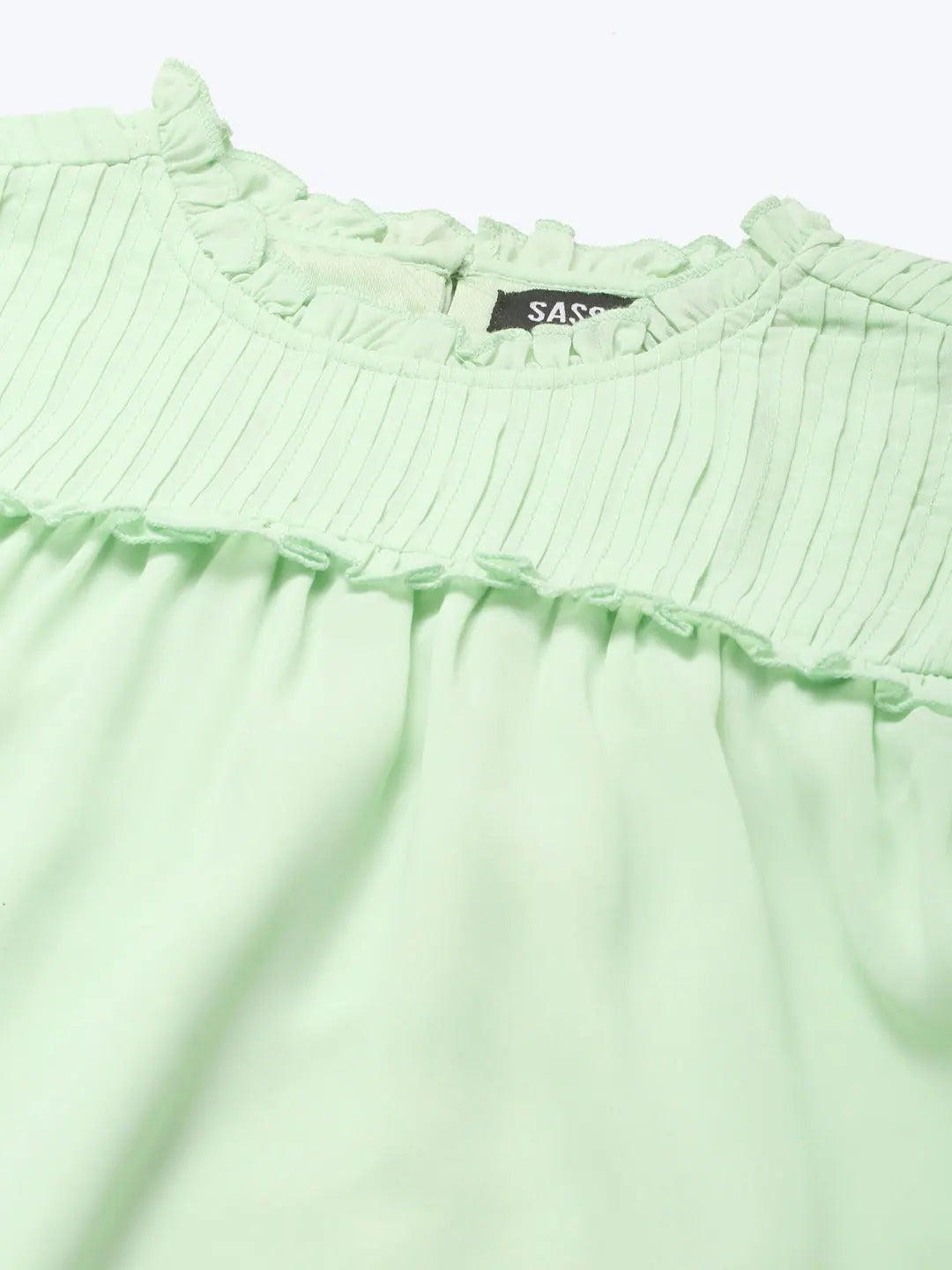 Sea Green Pintuck Sleeveless Top for Women