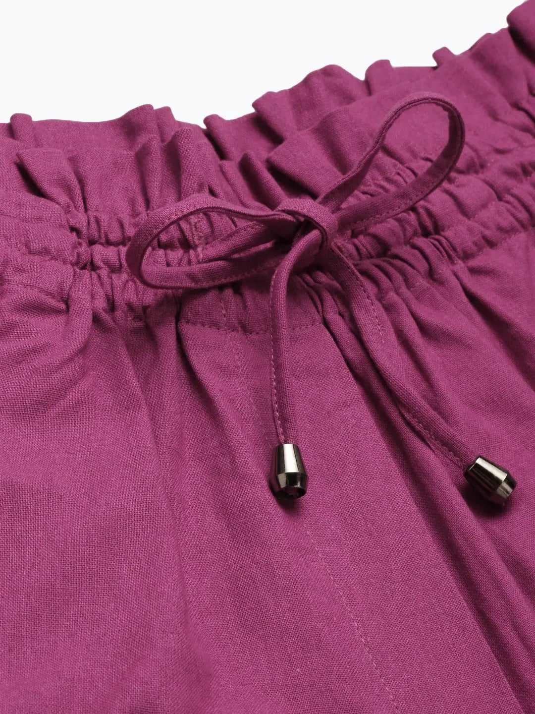 Fuchsia Smocked Waistband Straight Pants | Designer Lehenga Ou...