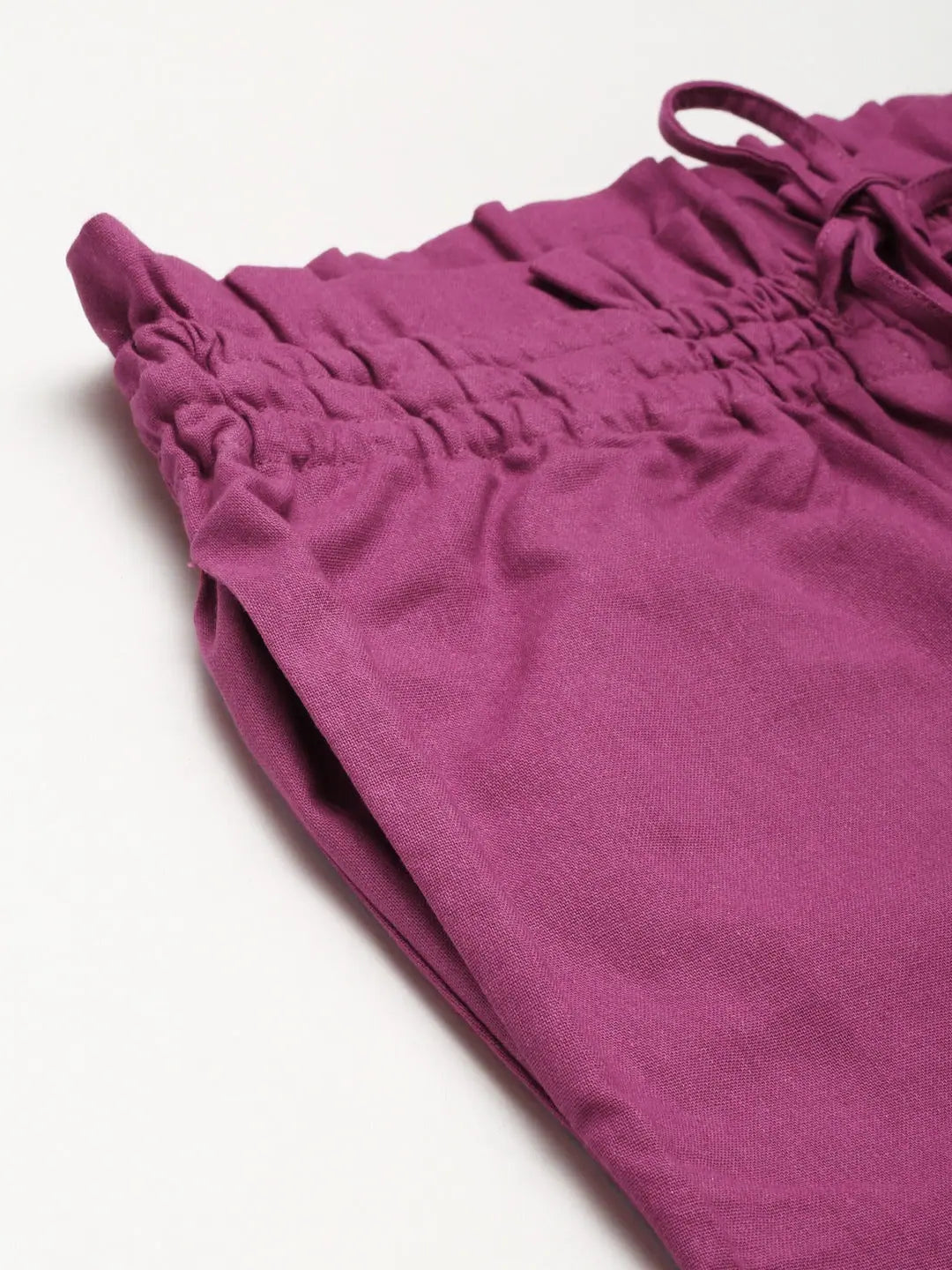 Fuchsia Smocked Waistband Straight Pants | Designer Lehenga Ou...