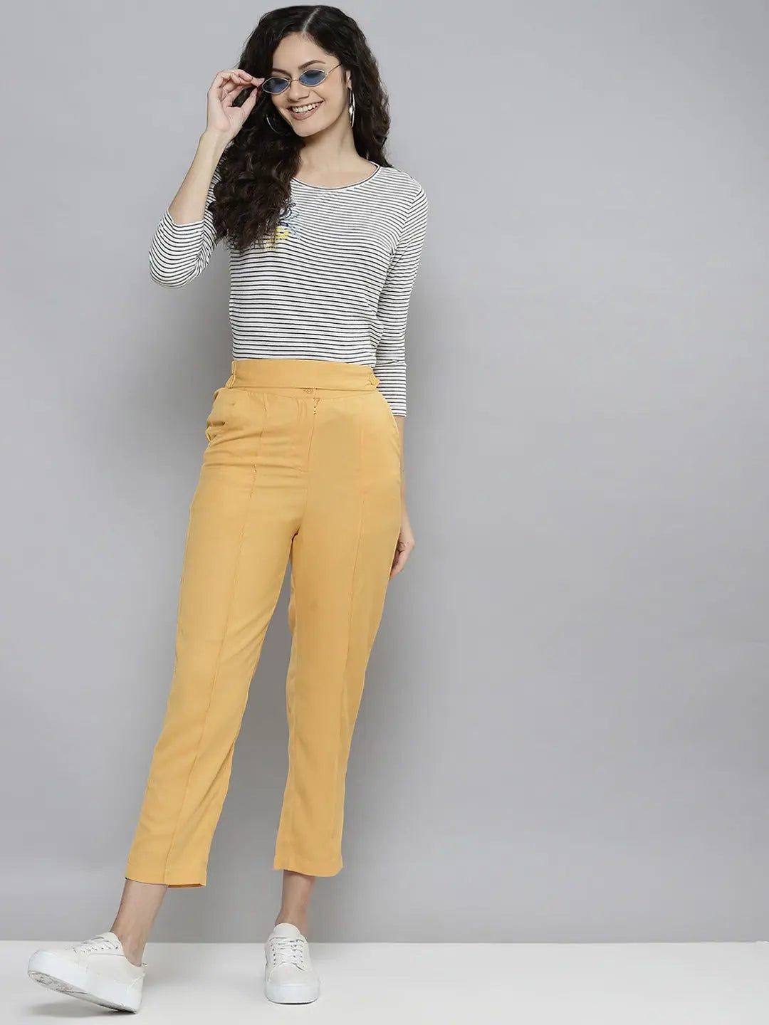 Yellow Belted Pants - Stylish Women's Western Wear Outfits