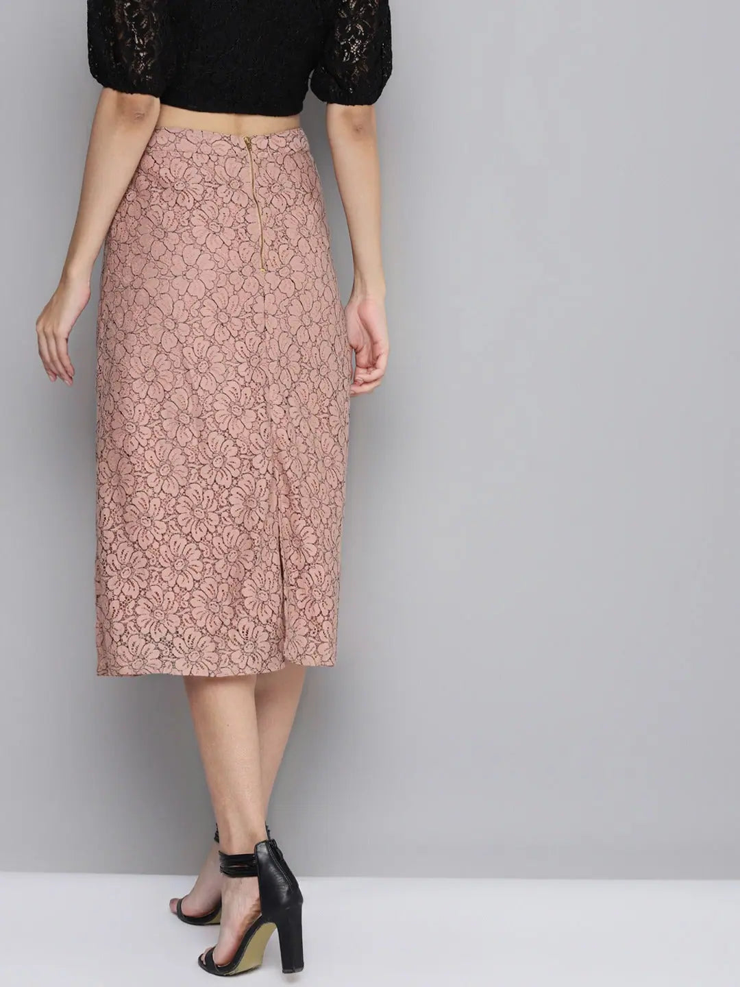 Dusty Pink Lace A-Line Skirt - Festive Lehenga Collection