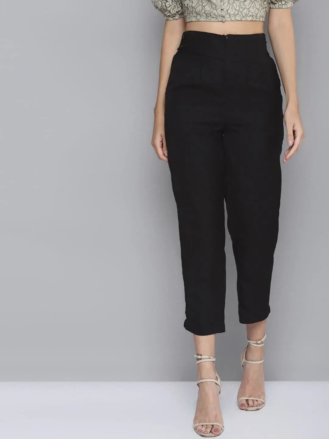 Black Side Flap Tapered Pants | Lehenga for Women - Shop Now