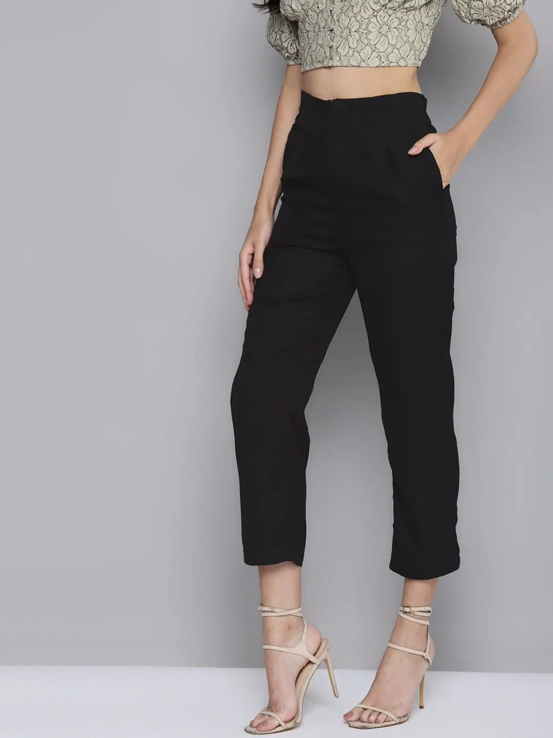 Black Side Flap Tapered Pants | Lehenga for Women - Shop Now