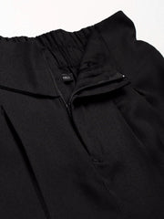 Women Black Side Flap Tapered Pants