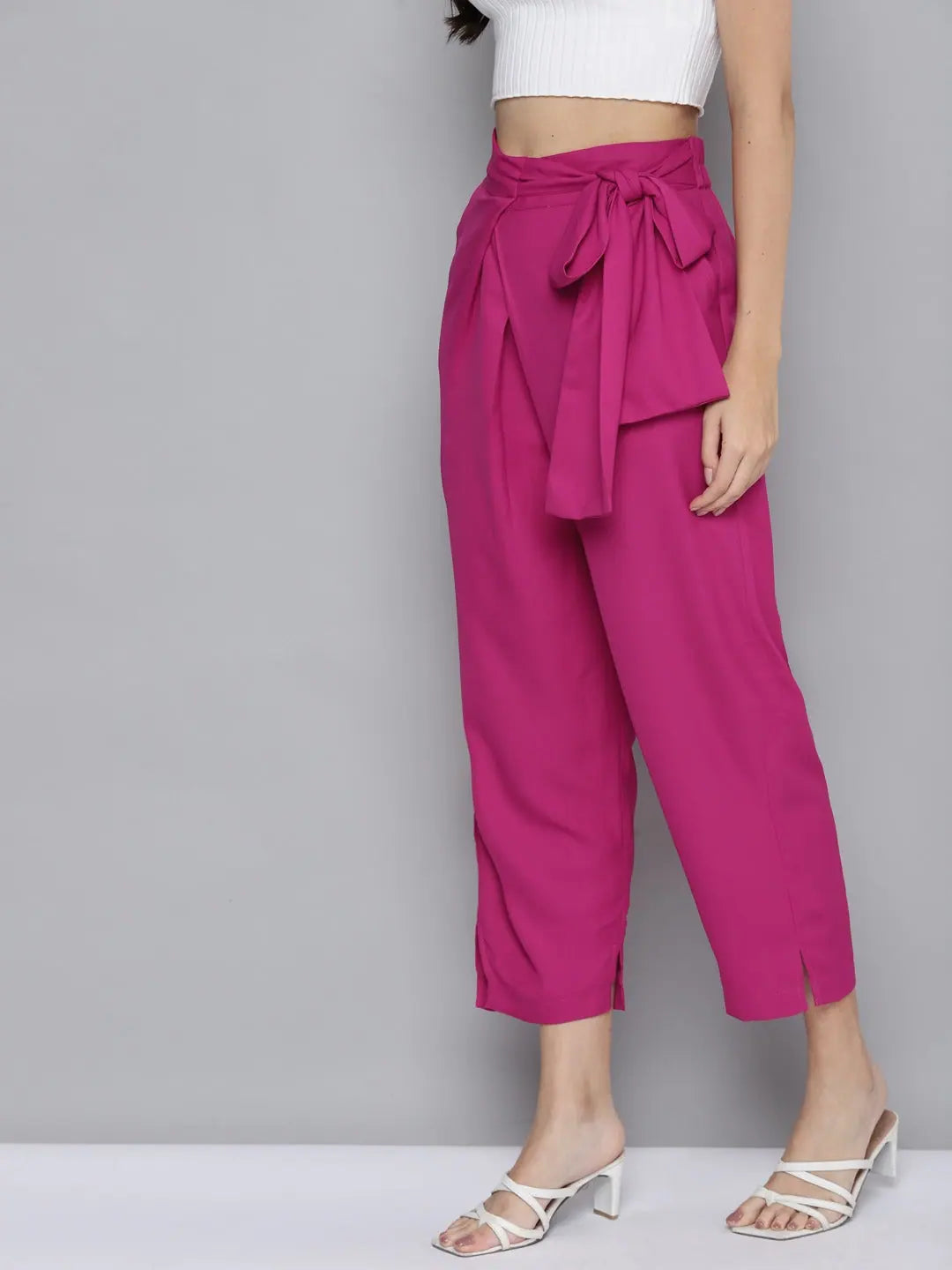 Pink Wrap Tapered Pants - Women's Western Wear | New Arrivals