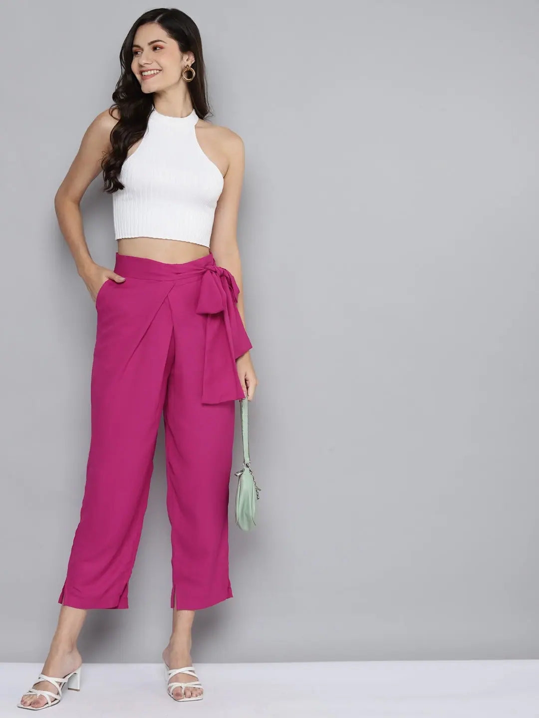 Pink Wrap Tapered Pants - Women's Western Wear | New Arrivals