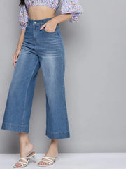Women Blue Wide Leg Jeans-SFJEAN0177XS