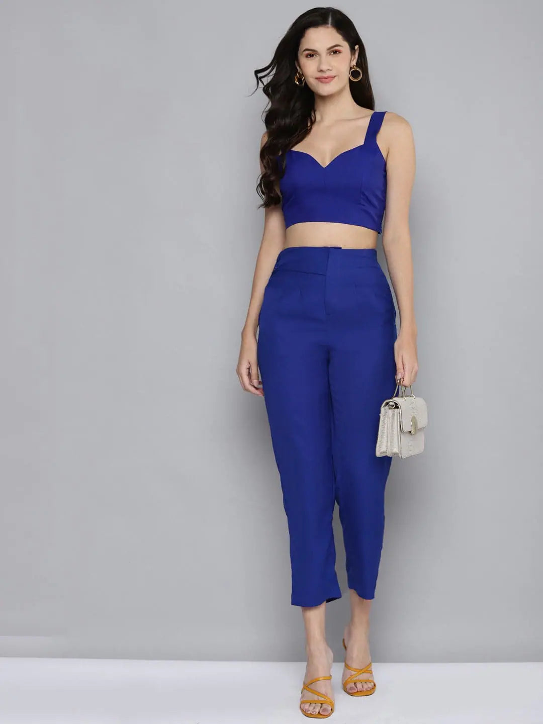Royal Blue Tapered Pants - Women's Ankle Length Western Wear