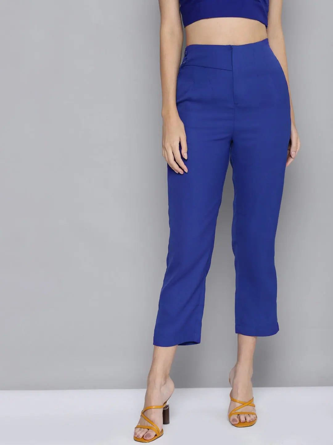 Royal Blue Tapered Pants - Women's Ankle Length Western Wear