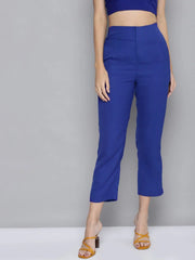 Women Royal Blue Flap Tapered Pants