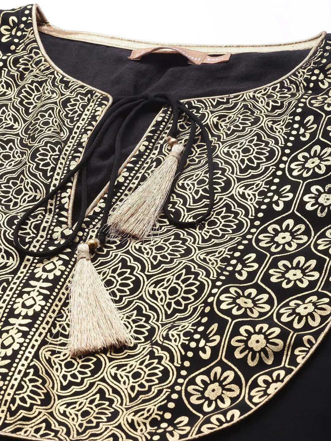 Black Foil Print Top - Ethnic Lehenga for Women Available
