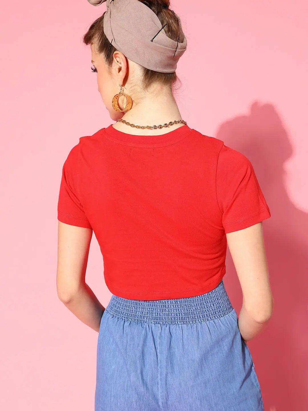 Red Graphic Tee - YOU GO GIRLS Crop Top, Women's Slim Fit Shirt