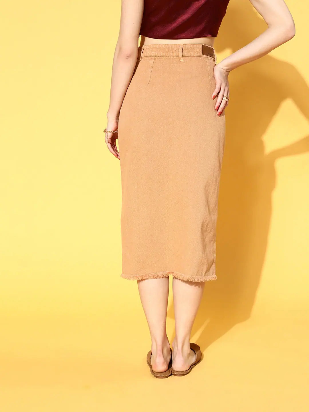 Taupe Denim Wrap Skirt | Women's Western Wear Cotton Skirt