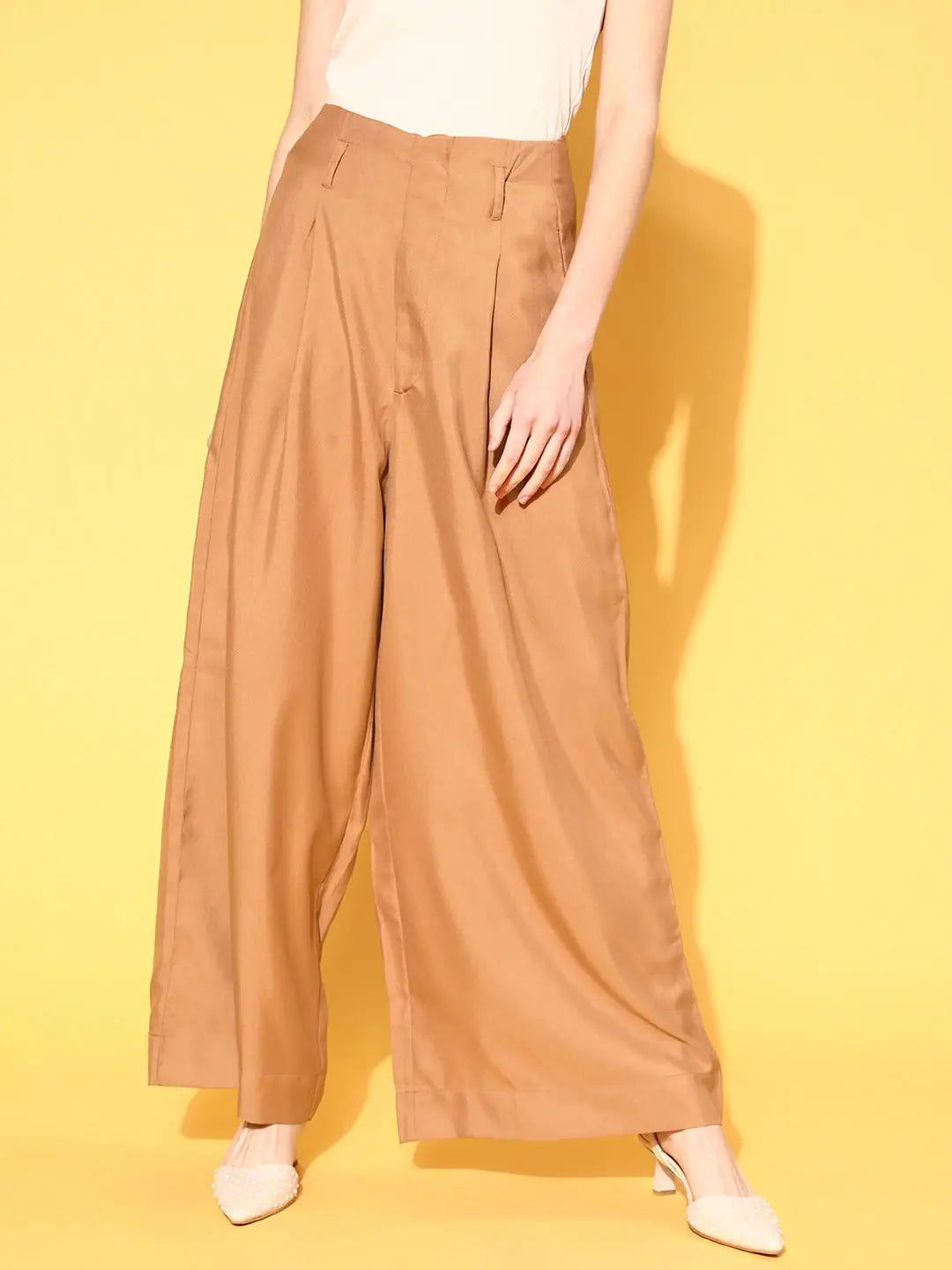 Brown High Waist Wide Leg Pants | Women's Flared Trousers