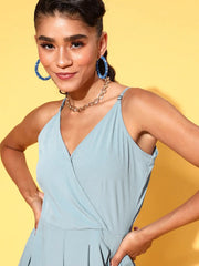 Women Solid Blue Jumpsuits & Sets