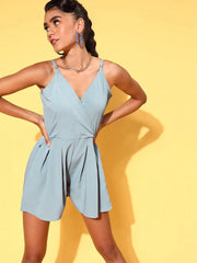 Women Solid Blue Jumpsuits & Sets