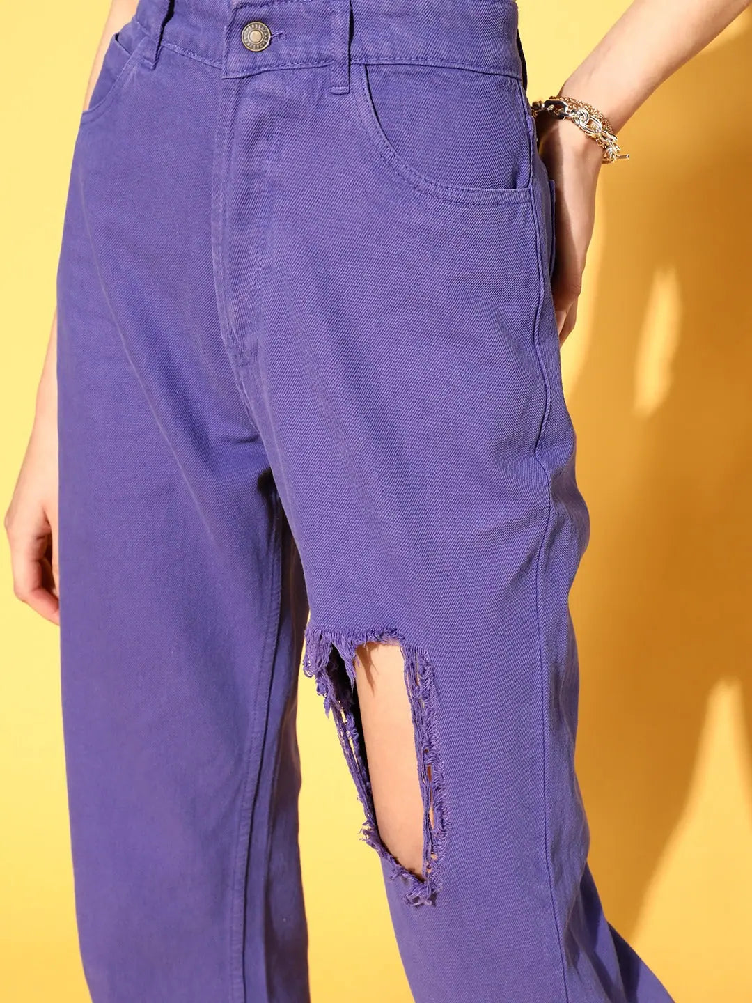 Women's Purple Distressed Jeans | Western Outfits for Women