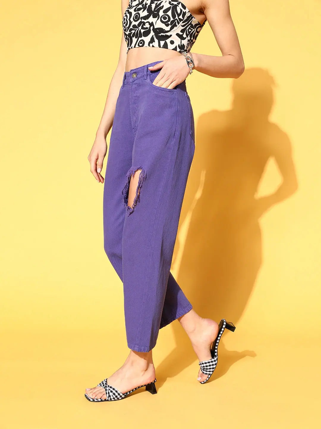 Women's Purple Distressed Jeans | Western Outfits for Women