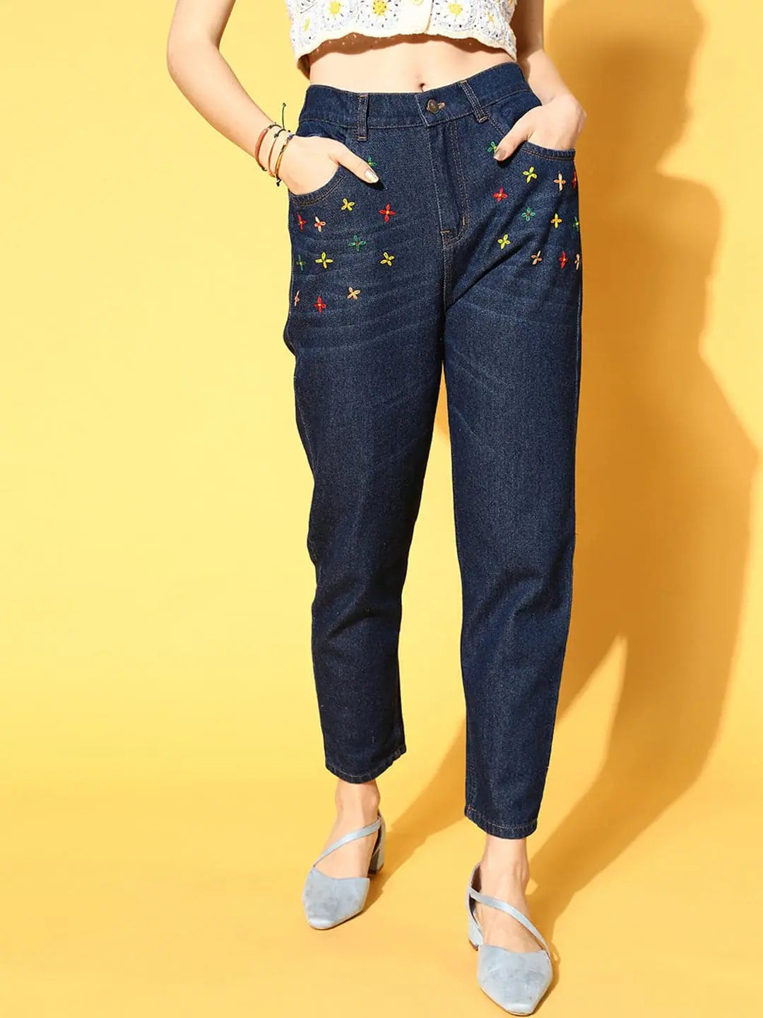 Teal Embroidered Jeans - Women's Western Outfits & Clothing