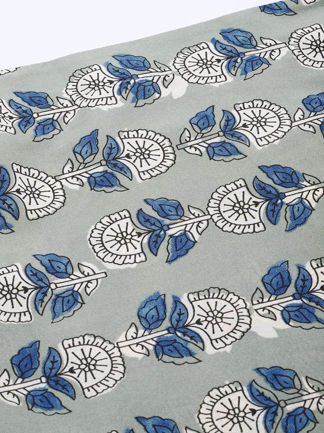 Grey Floral Kaftan Top - Women's Indian Top, Short Kurtis
