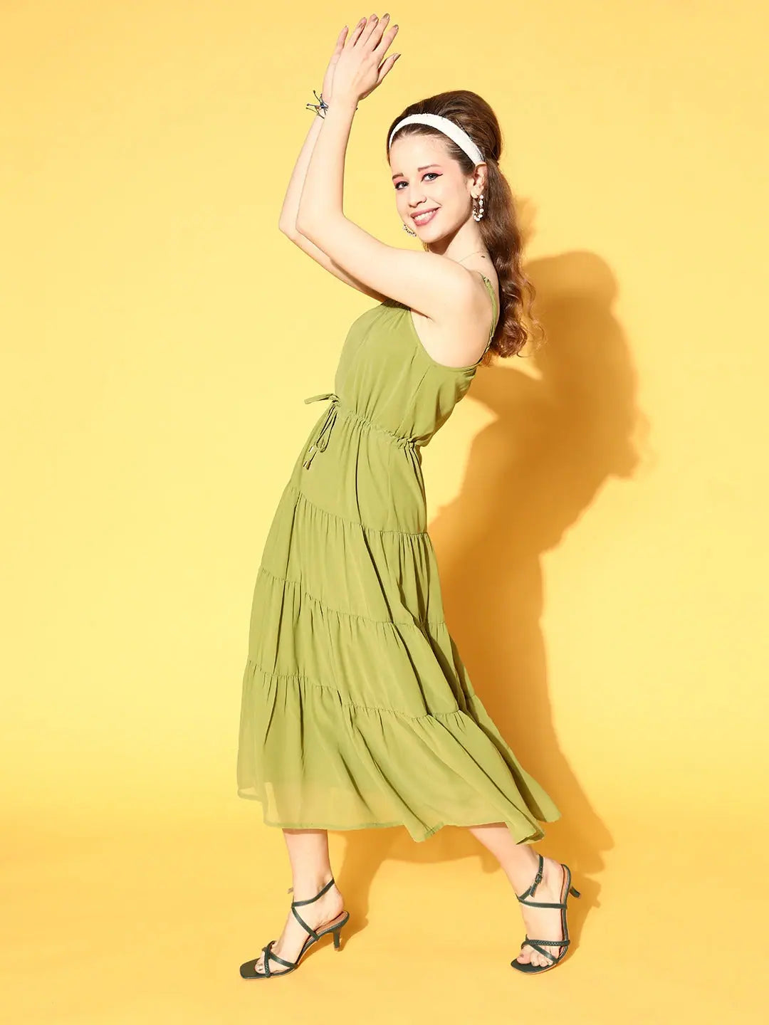 Mint Green Tiered Dress - Strappy Midi Dress