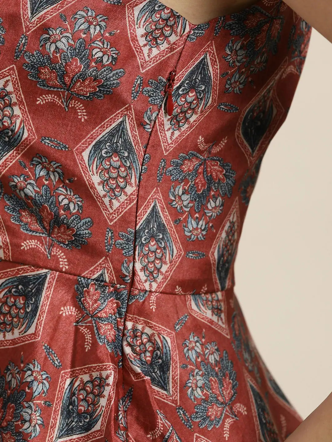 Maroon Floral Peplum Top - Women's Western Clothing Style