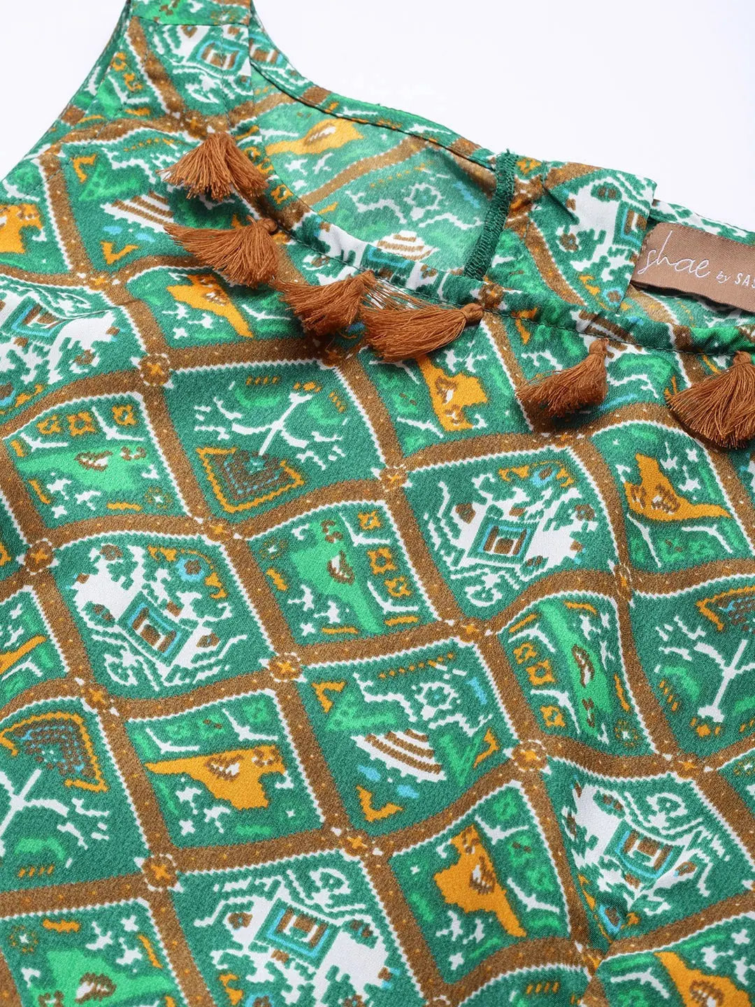 Green Patola Crop Top - Women's Traditional Indian Lehenga