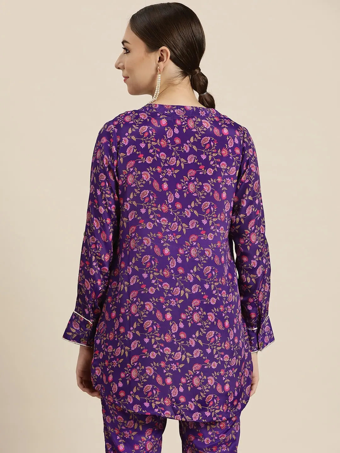 Purple Floral Shirt - Women's High Low Printed Top Online