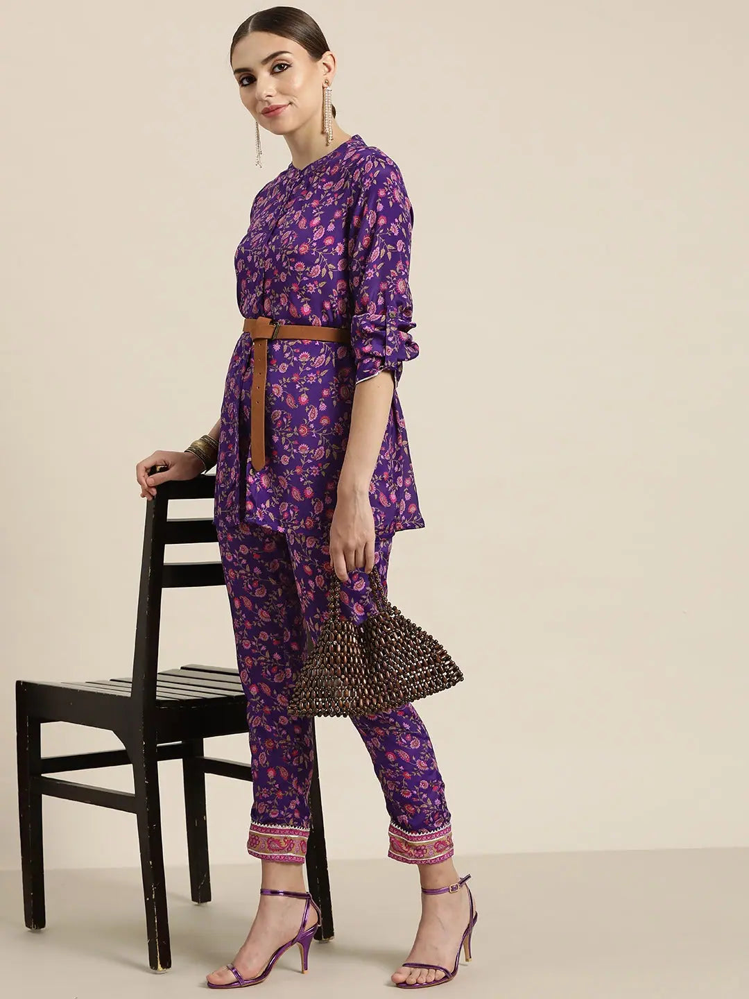 Purple Floral Shirt - Women's High Low Printed Top Online