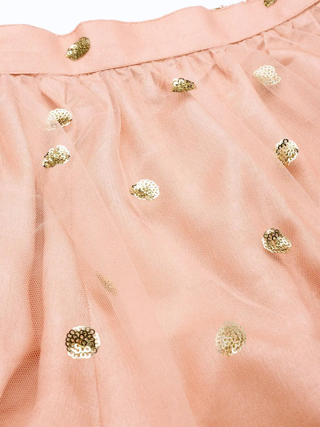 Peach Tulle Sequins Tiered Skirt | Women's Ethnic Wear