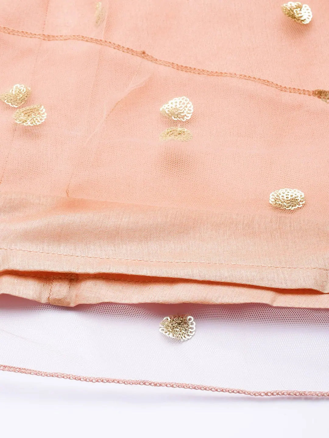 Peach Tulle Sequins Tiered Skirt | Women's Ethnic Wear
