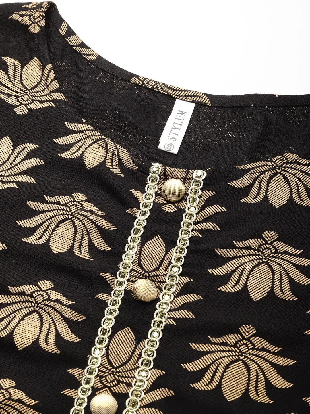 Gold Print Kurta Set - Women's Indian Kurta Sets | Blacktoruset