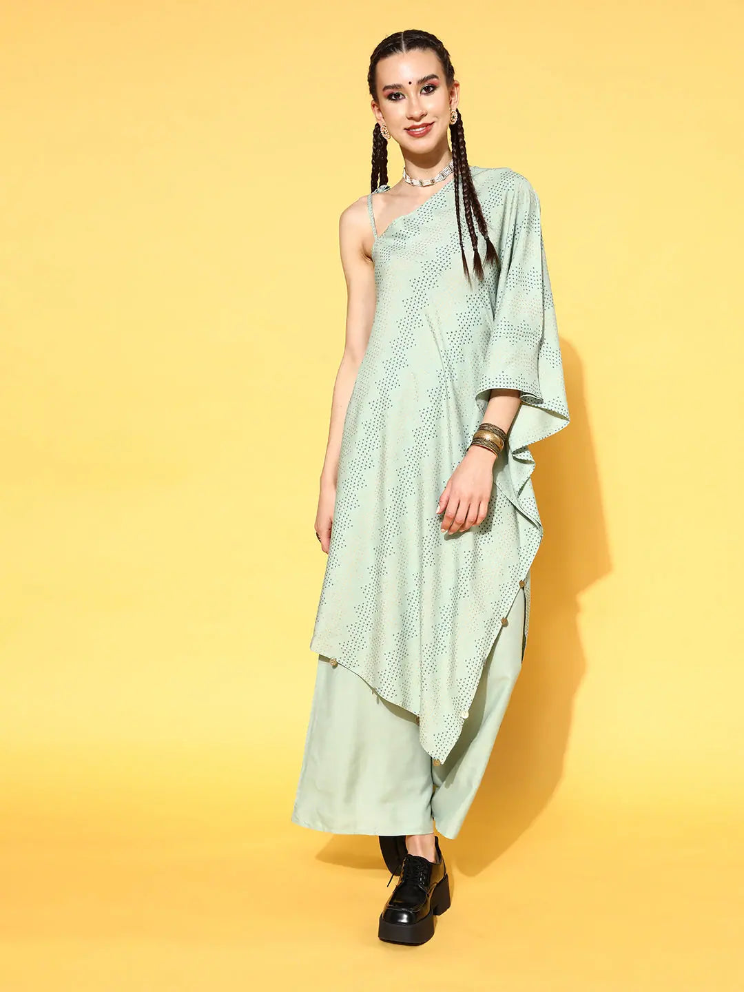 Agro Printed Kurta Palazzo Set for Women | Asymmetric Style