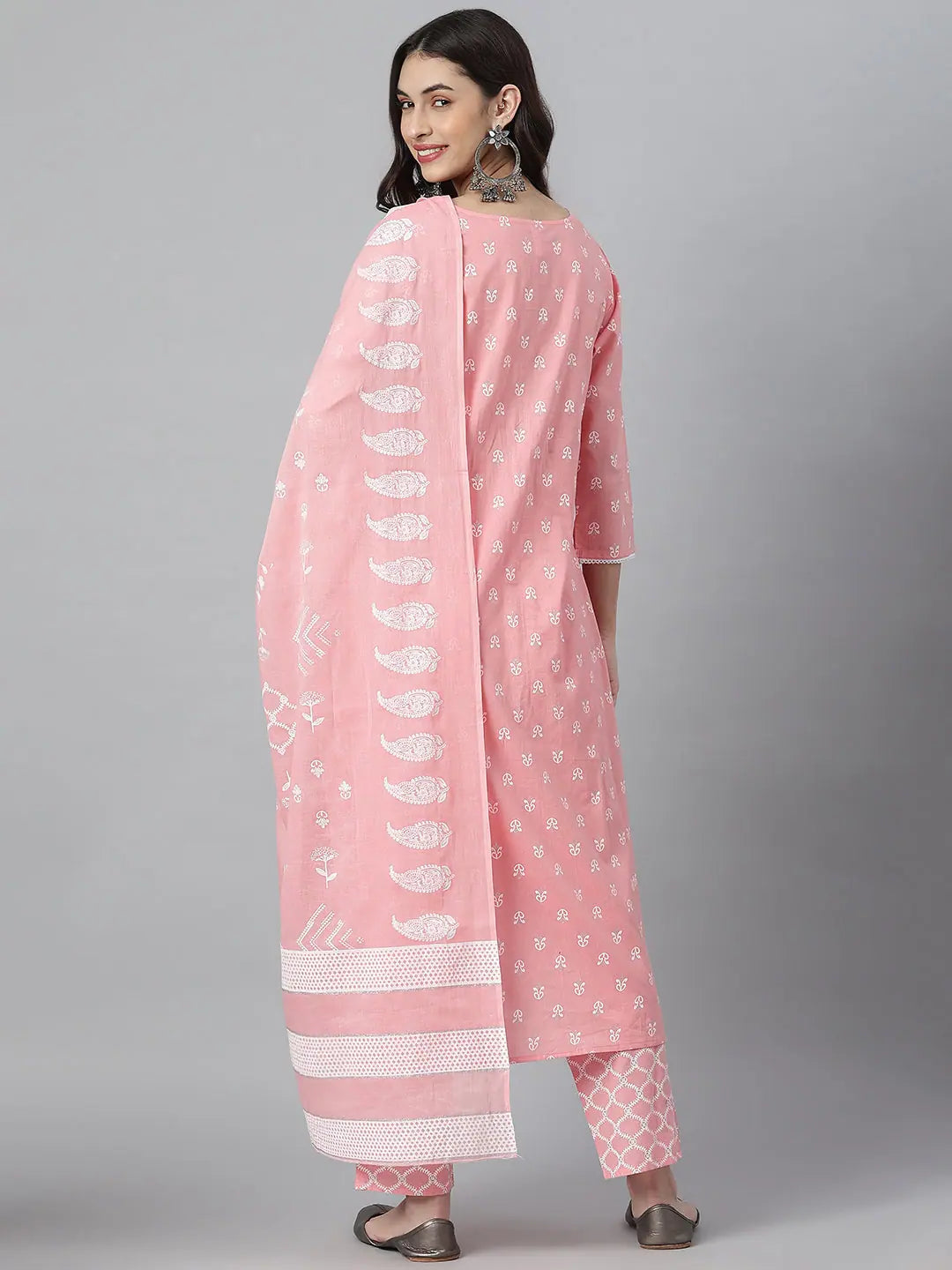 Cotton Kurta Set with Dupatta | Ethnic Motif Print for Women