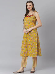 Women's Ptinted Cotton Straight Kurta Pant Set