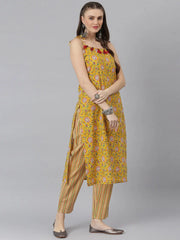 Women's Ptinted Cotton Straight Kurta Pant Set