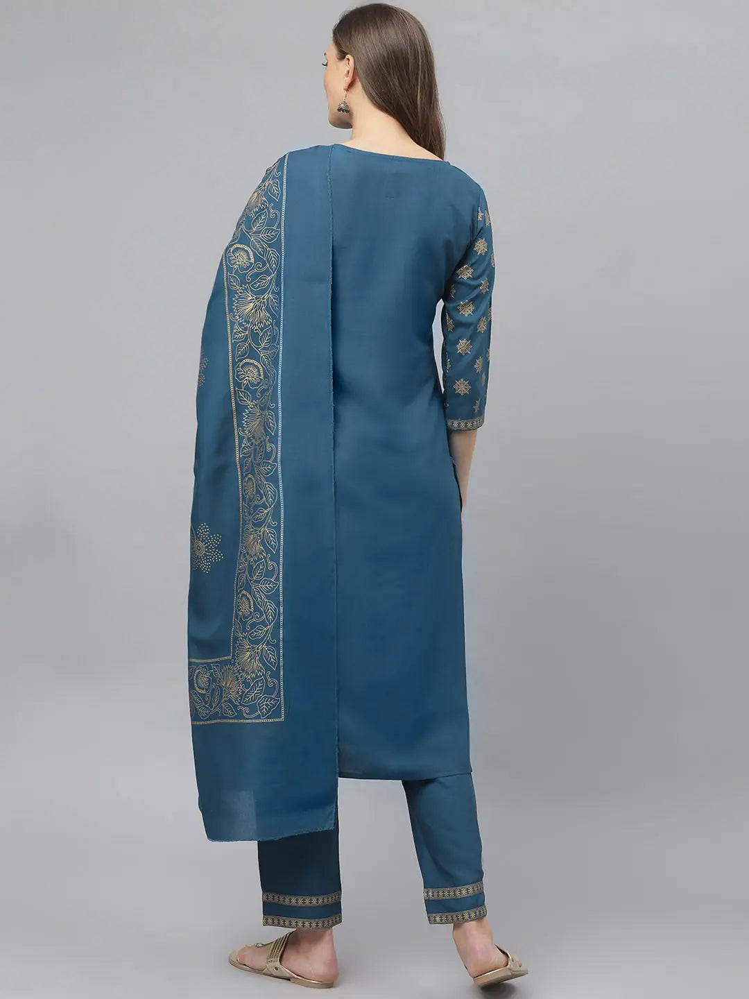 Gold Print Kurta Pant Dupatta Set | Women's Designer Kurta Sets