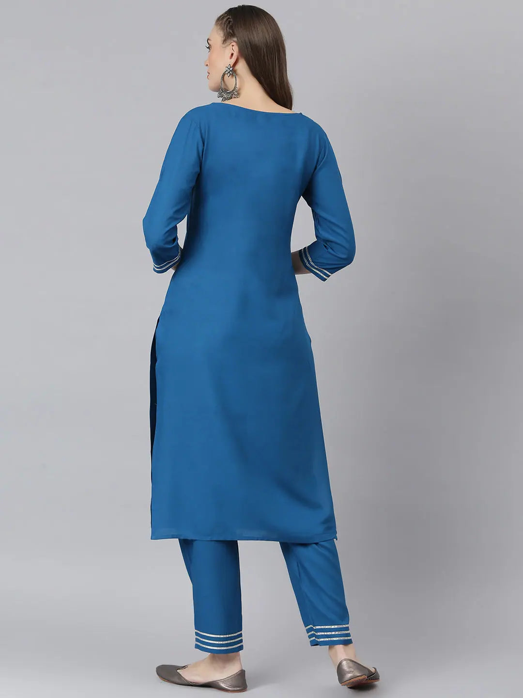 Gold Printed Poly Silk Kurta Pant Set | Women's Indian Kurta Sets