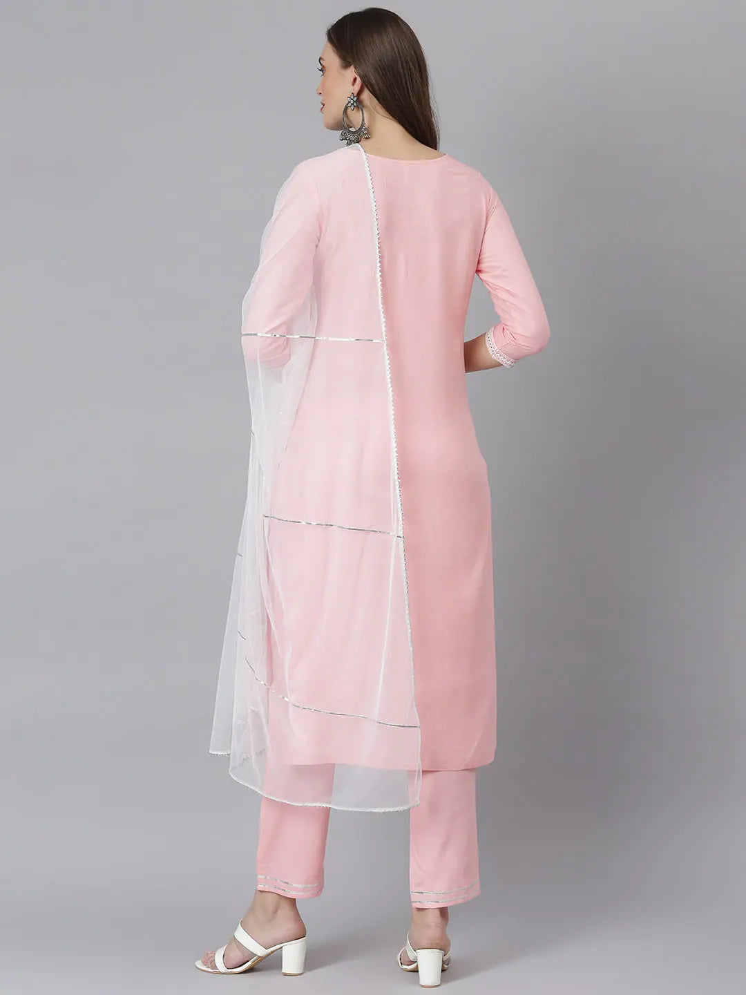 Embroidered Kurta Set - Women's Indian Kurta Set with Dupatta