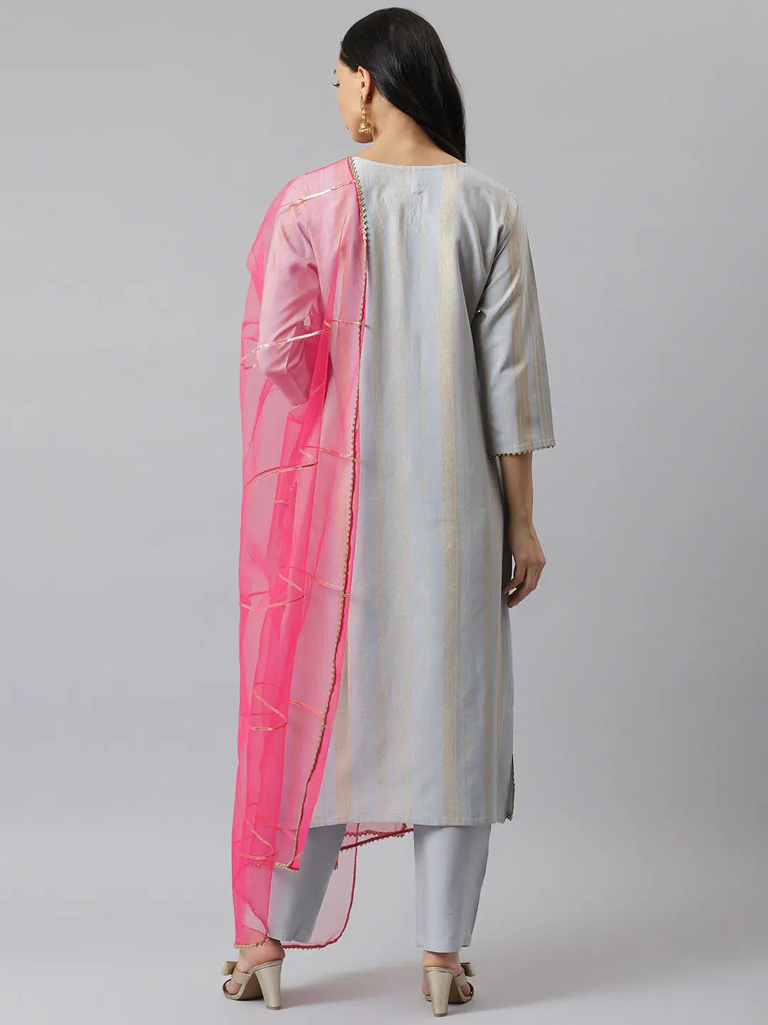 Striped Kurta Set with Dupatta - Indian Kurta Sets for Women