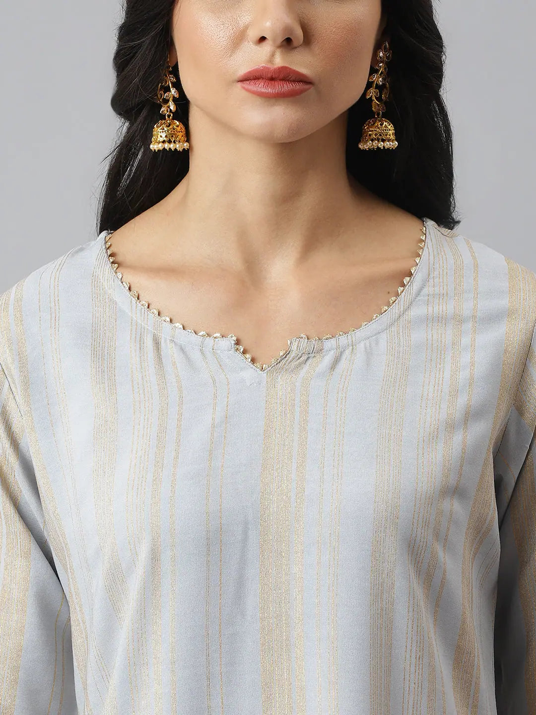 Striped Kurta Set with Dupatta - Indian Kurta Sets for Women