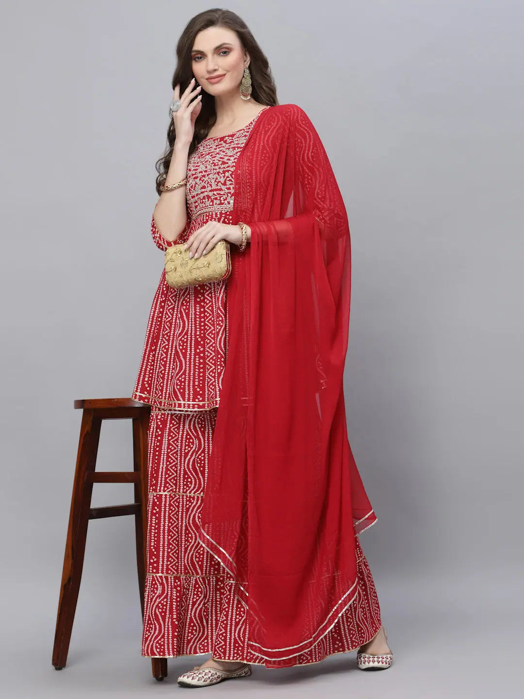 Bandhej Kurta Sharara Set for Women | Designer Sharara Suits