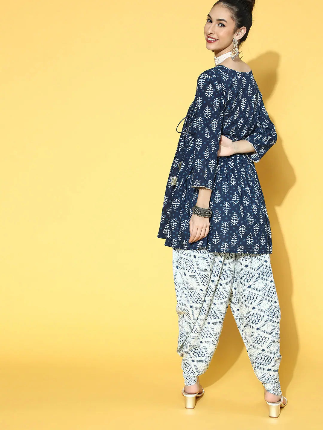 Indigo Printed Kurti Dhoti Pant Set - Women's Dhoti Sets