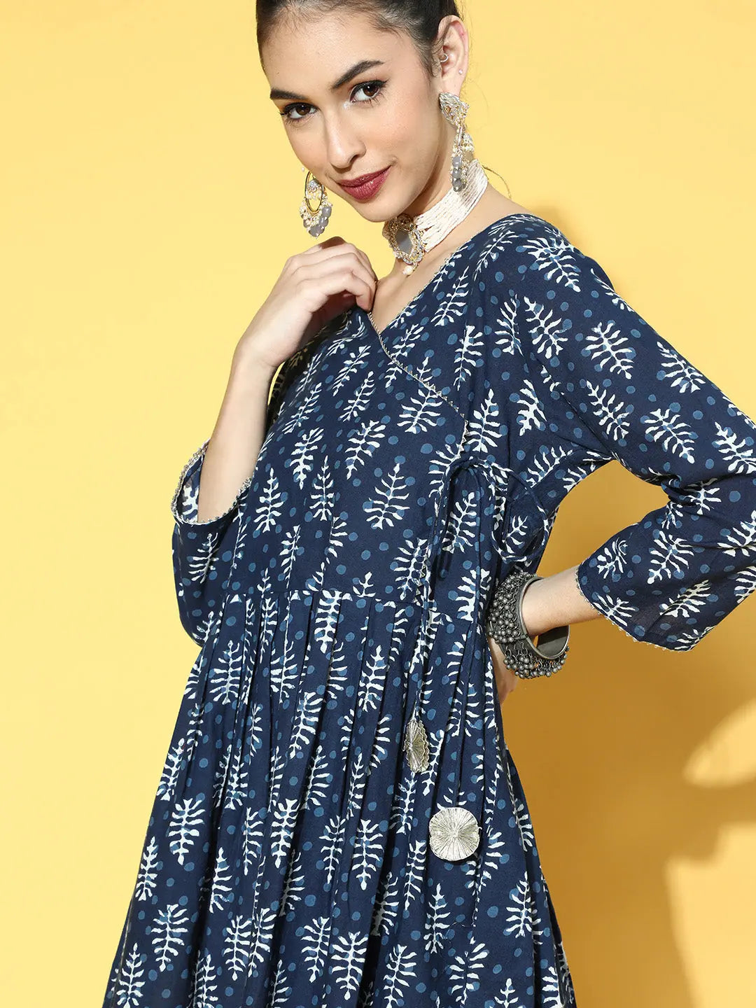 Indigo Printed Kurti Dhoti Pant Set - Women's Dhoti Sets