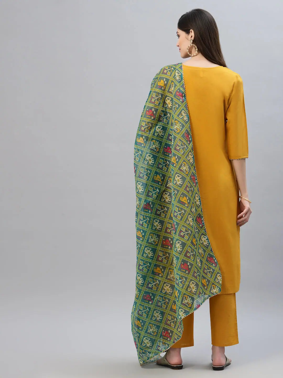 Mustard Kurta Set with Printed Dupatta | Women's Kurta Sets