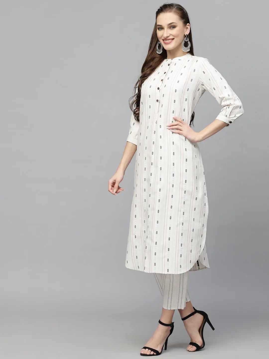 Woven Cotton Blend Kurta Pant Set | Women's Kurta Sets