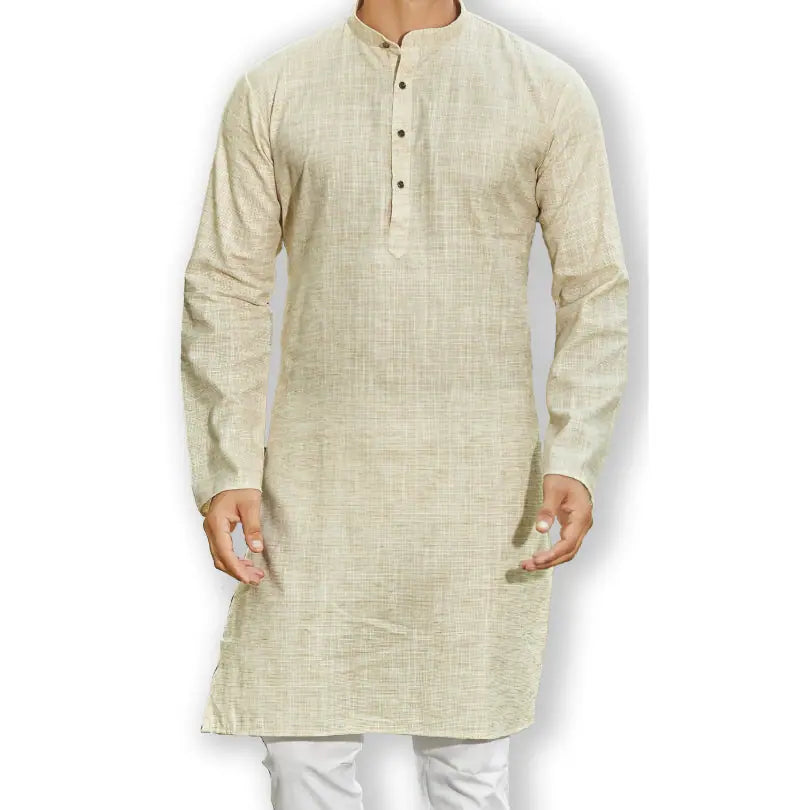 Yellow Checkered Cotton Mens Kurta Pajama Set | Pathani Style